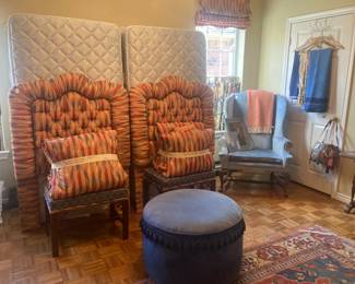 Custom upholstered twin beds