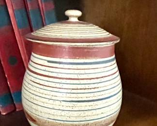 Vintage stoneware canister made by Takahashi in Japan.