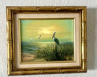 This is an original oil painting by the artist W. Dawson. Vintage