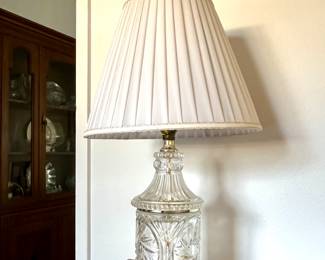 Vtg Crystal Pinwheel Pillar Lamp