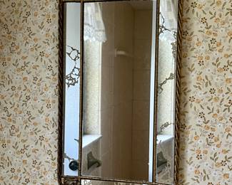 Vintage Homco Mirror Gold Tone Twisted Metal Frame Hanging Mirror