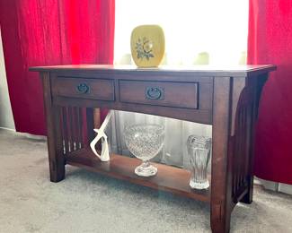 Arts and Crafts 2-Drawer Wood Console
