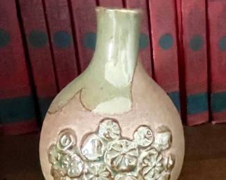 Takahashi Pottery Raised Flower Design  Bud Vase/Japan