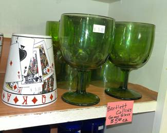Green Bartlett Collins thumbprint goblets