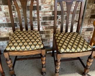 Pair antique oak chairs