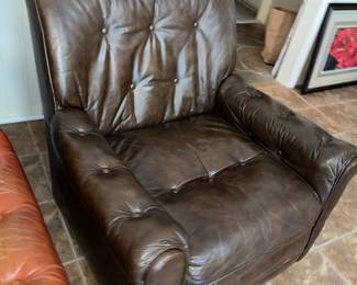 Brown leather club chair