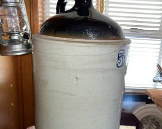 Antique 5 gallon crock jug - has a hairline