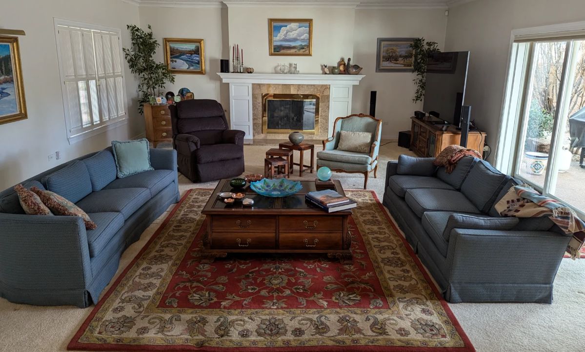 A traditional home filled with fine art, top quality furniture, haute couture apparel, and mementos from all over the world