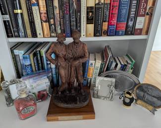 Golf Vintage Gold Couple with Base, Golf Frames, Gold Bottle, Gold Pen, Golf Books