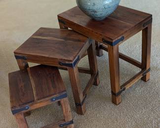 Spanish Colonial Style Set of 3 Hardwood Nesting Tables