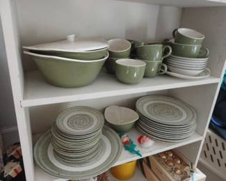 El Verde Ironstone Vintage Green Swirl Dishes
