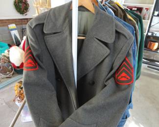 US Marine Corps Wool Long Wool Coat Serge Green