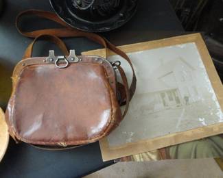 Antique Railroad Conductor Leather Money Bag