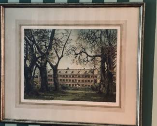 double signed Aquatint of Sacred Heart of Grand Coteau by artist Josef Eidenberger