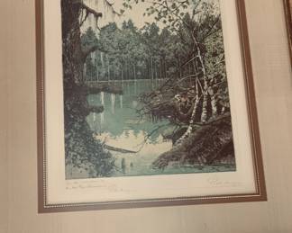 Josef Eidenberger aquatint of a Louisiana swamp--double signed