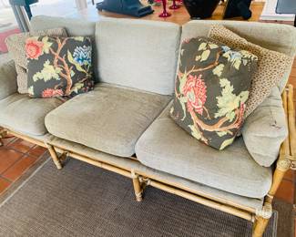 pair of McGuire of San Francisco rattan sofa--dated 1980-- Palasan line