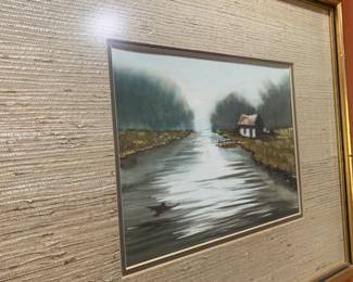 second sweet little watercolor of Louisiana water scene-unsigned