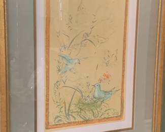 Edna Hibel's signed lithograph "Rare Birds"