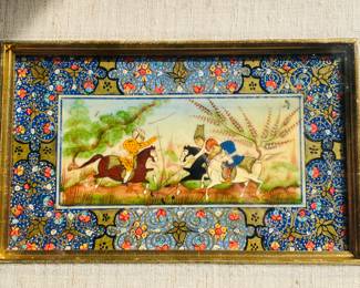 2nd of original hand painted Persian Mughal style paintings- Mughals are miniature paintings with richly detailed boarders. Gorgeous!