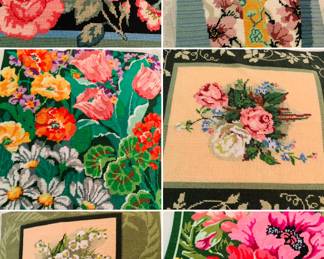 11 pieces of completed needlepoint--exquisite