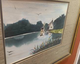pair of unsigned sweet watercolors of Louisiana scene
