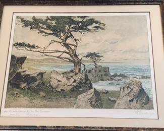 Josef Eidenberger double signed aquatint of Carmel by the Sea