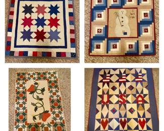 In this house, there are so many quilts completely finished and also some are quilt toppers that need to be finished. Everything in this picture are all finished quilts.