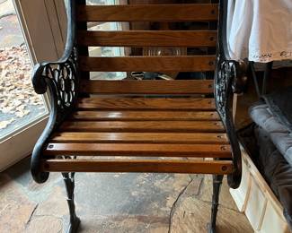 Wrought iron and wood chair