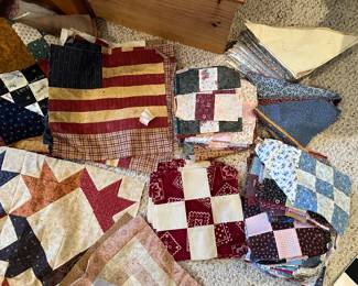 These are quilting squares that are waiting for you to put them together. A lot of the work is already done.!
