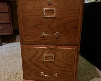 Two drawer wooden file cabinet