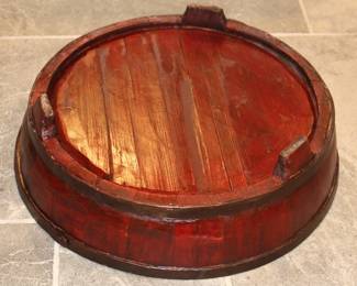 Wood And Metal Banded Bowl. $125.00.