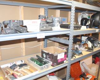 Shelving for sale, misc tools.