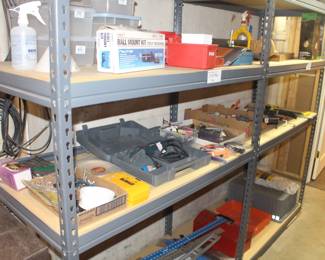 Shelving for sale, misc tools.