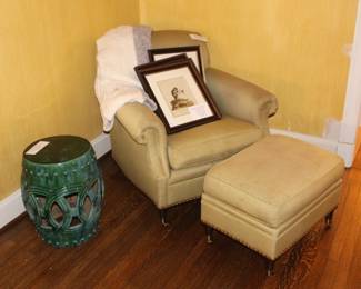 GREEN END TABLE AND FRAMED PICTURES SOLD.