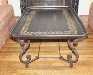 BUY IT NOW! $975.00. Wood top iron base coffee table. 30" x 46" x 18" H.