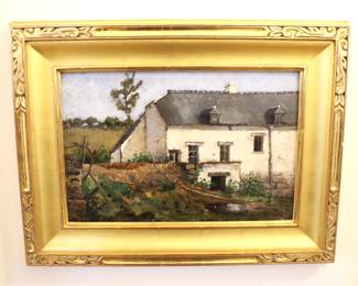 BUY IT NOW! $3,500.00. Guillaume Vogels, Belgian (1836-1896) La Ferme blanche. Oil on Panel. Carved Gilt Frame. 12" x 17 1/4"