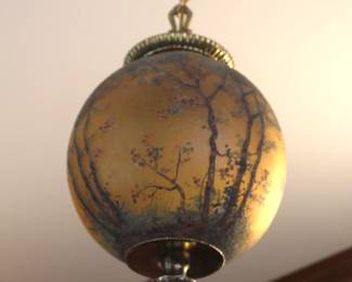 BUY IT NOW! $1750.00. Handel Obverse Painted Globe Hanging Pendant Lamp With Birds.