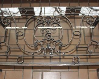 BUY IT NOW! $175.00. Wrought Iron Glass Top Table. 36" W x 18" D x 15" H.