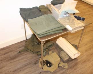 Misc. Military Clothing, maps. (Goggles, maps and canteen sold.)