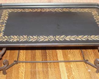 BUY IT NOW! $975.00. Wood top iron-base coffee table. 30" x 46" x 18" H.