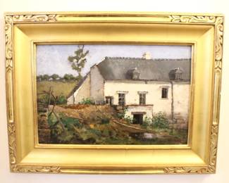 BUY IT NOW! $3,500.00. Guillaume Vogels, Belgian (1836-1896) La Ferme blanche. Oil on Panel. Carved Gilt Frame. 12" x 17 1/4"