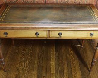 BUY IT NOW! $475.00. Two drawer, Inlaid leather desk. English Writing Table. 49" W x 25" D x 29 1/2" H.