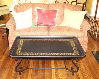 BUY IT NOW! $975.00. Wood top iron base coffee table. 30" x 46" x 18" H. BUY IT NOW! $225.00. Brunschwig & Fils Sofa.