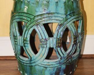 Turquoise Glazed Chinese Ceramic Garden Stool/End Table. $195.00.