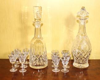 Waterford decanters and stemware.