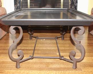 BUY IT NOW! $975.00. Wood top iron base coffee table. 30" x 46" x 18" H.