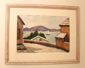 BUY IT NOW! $600.00. Wallace H. Smith, Watercolor on Paper (1901-1990). "View of Lake with Sailboat" Titled "Bermuda" 15 1/4" x 21 3/4"