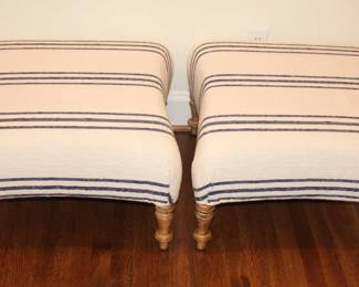 Blue Striped Ottomans. $125.00 Each.