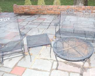 BUY IT NOW! Woodard Briarwood patio furniture: Four seat coil spring set: $400.00 Chaise lounge: $200.00, Bench: $125.00, Round table: $50.00, Short square table: $40.00, Tall square table: $40.00, Two arm chairs: $150.00.