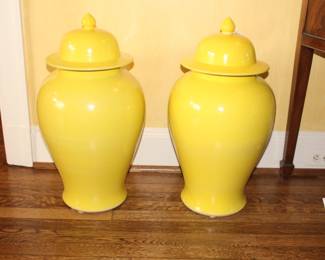 BUY IT NOW! $750.00. Pair 26" Yellow Temple Jars.